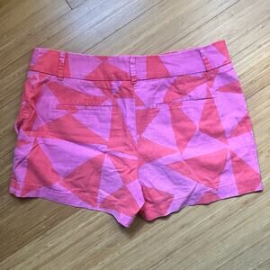 LOFT Pink Linen Blend Riviera Shorts with Triangle Geometric Print